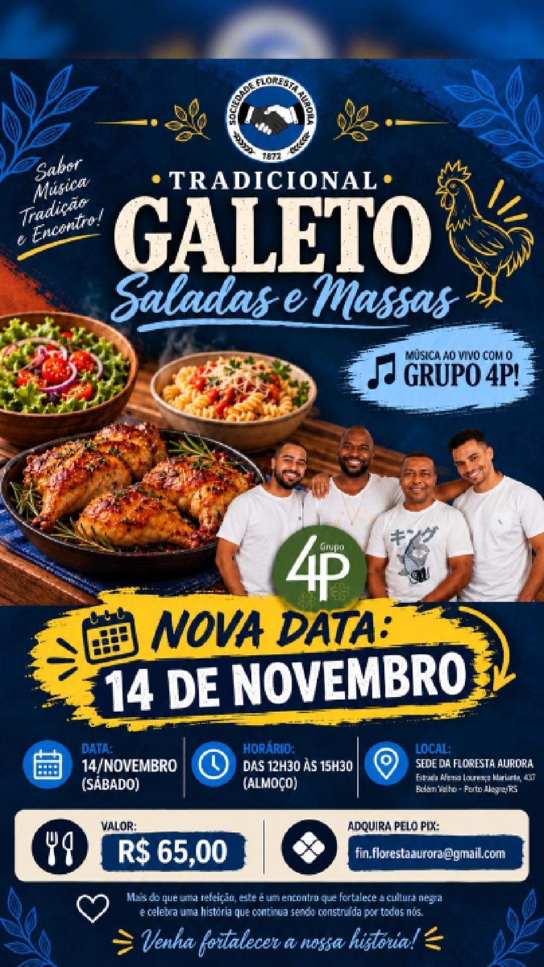 🍗🎶 AGORA DIA 14 DE NOVEMBRO – VEM AÍ O TRADICIONAL GALETO DA FLORESTA AURORA!